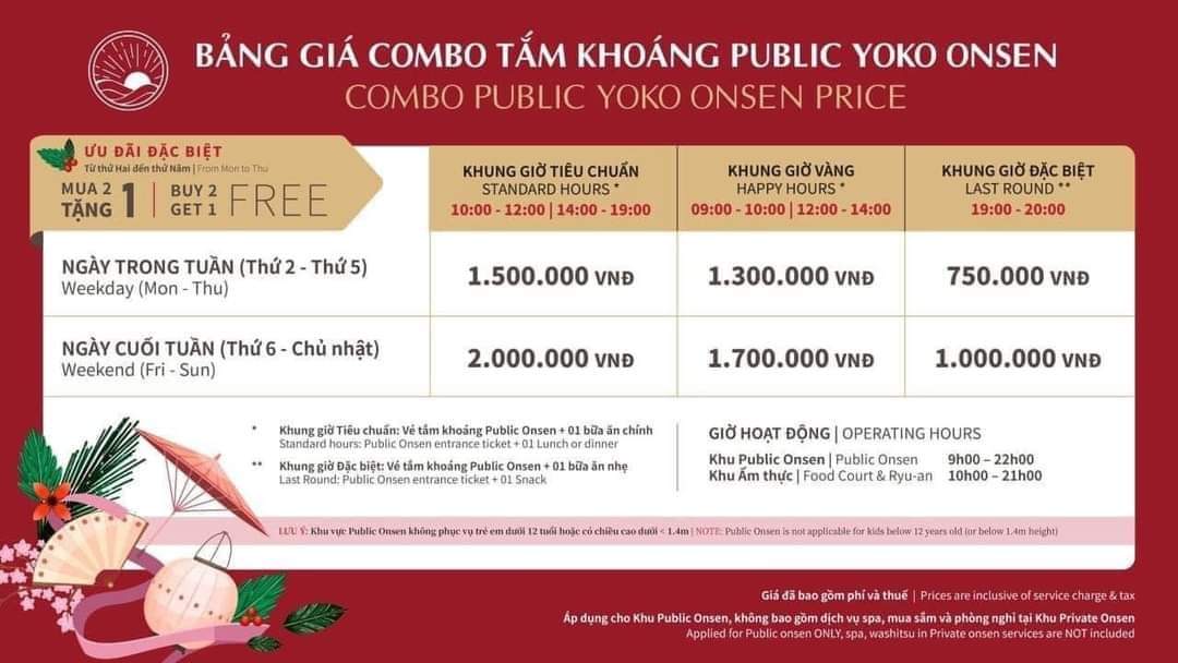 giá vé onsen tháng 4